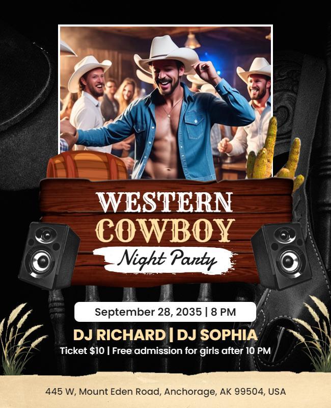 Western Cowboy Night Party Flyer Template