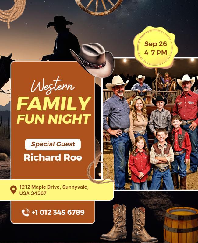 Western Family Fun Night Event Flyer Template