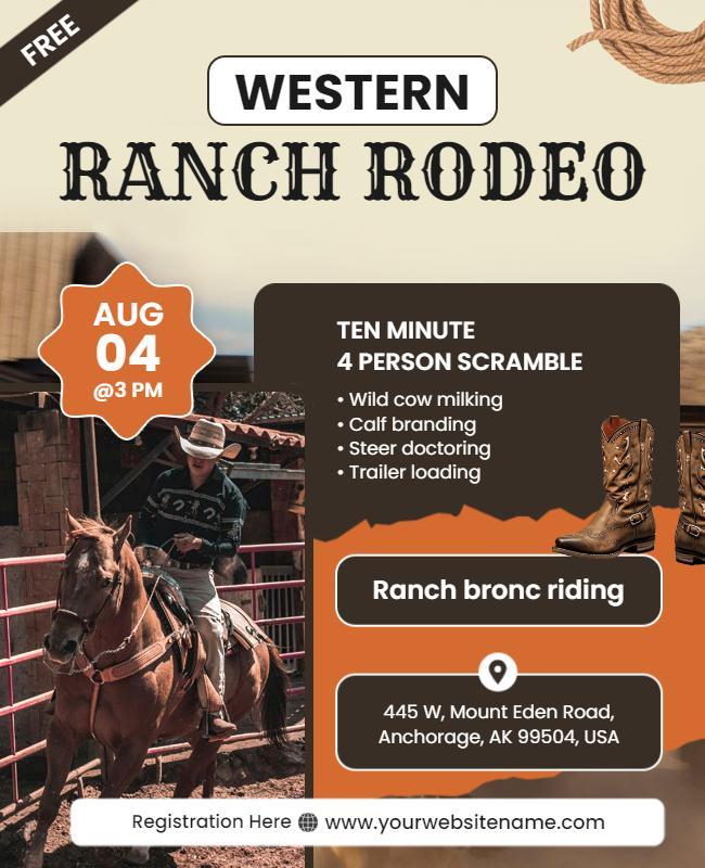 Western Ranch Rodeo Event Flyer Template