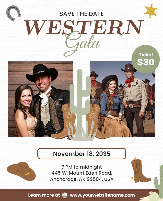 Western Themed Gala Event Flyer Template