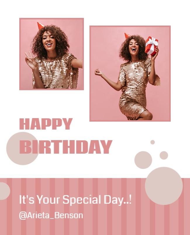 White and Petite Orchid Happy Birthday Flyer Template