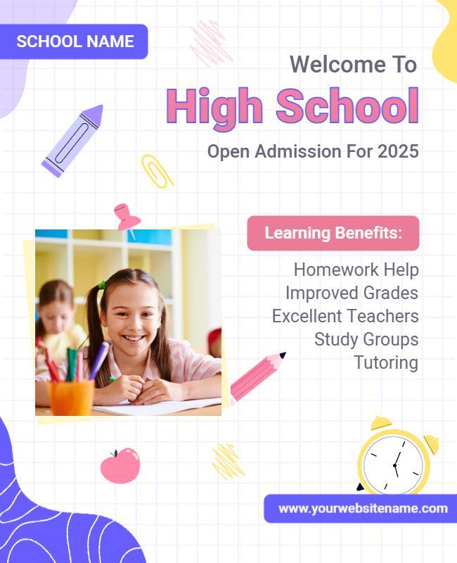 White and Purple School Flyer Template