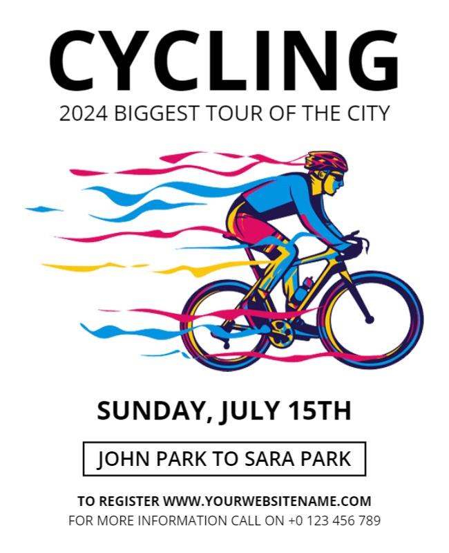 White Cycling Flyer Template