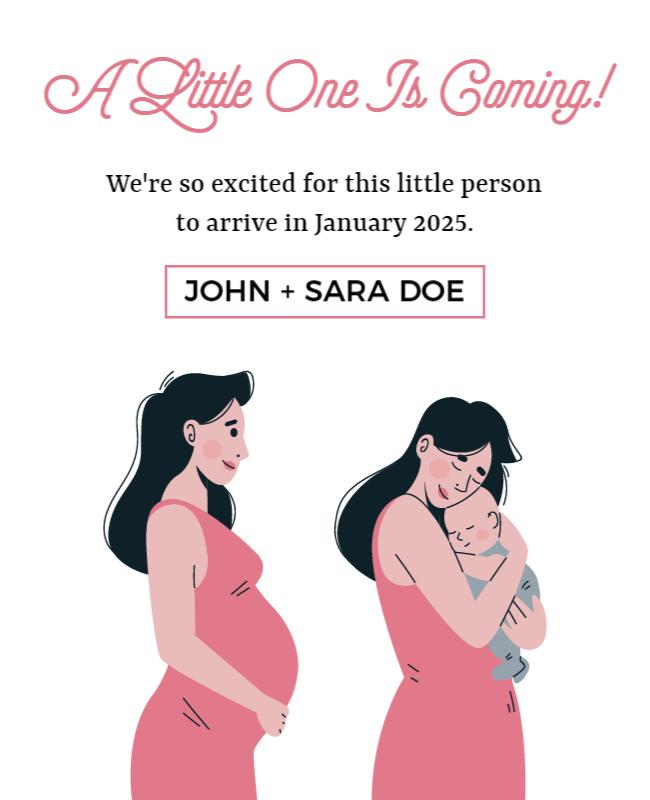 White Pregnancy Announcement Poster Template