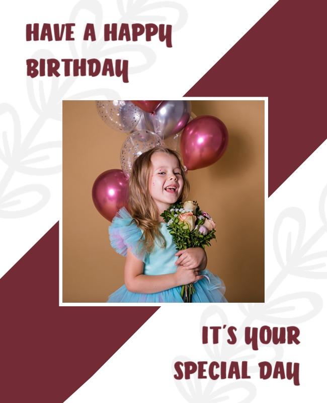 White Simple Happy Birthday Flyer Template