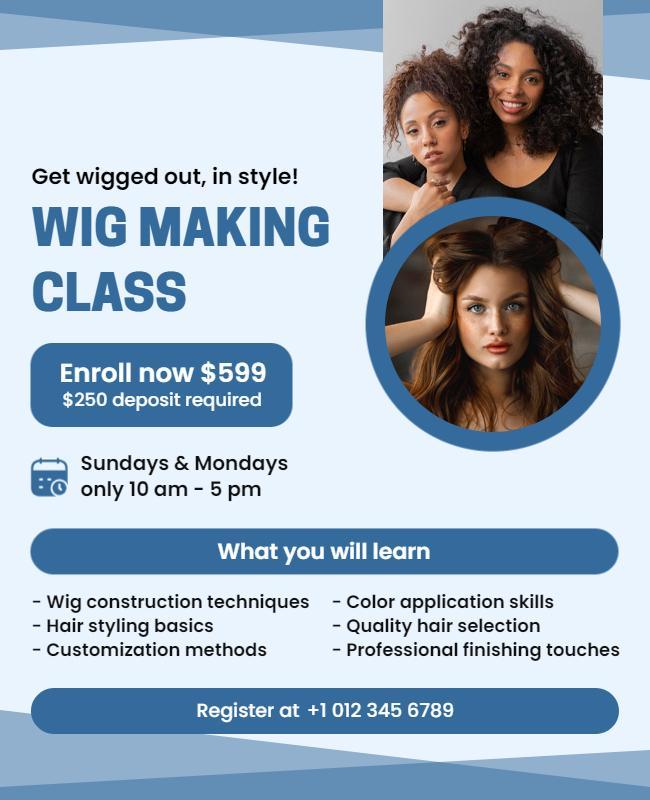 Wig Making Skills Workshop Flyer Template