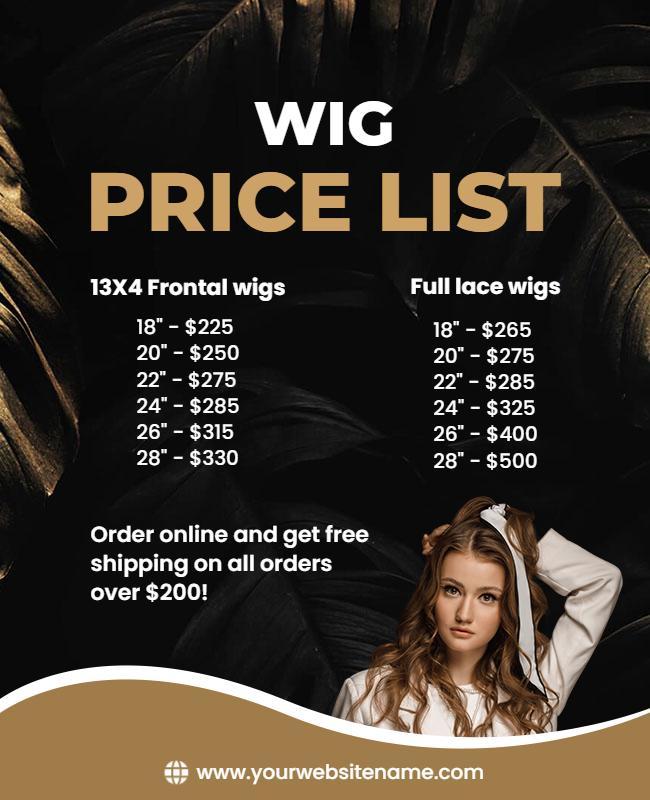 Wig Price List Promotional Flyer Template