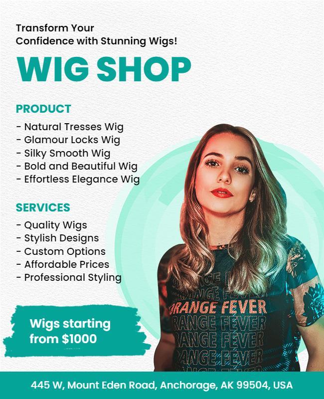 Wig Shop Promotional Services Flyer Template