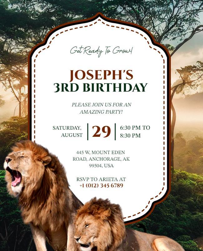 Wild Jungle Safari Birthday Party Flyer Template