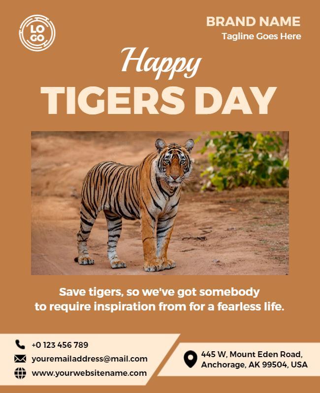 Wildlife Conservation Tigers Day Flyer Template