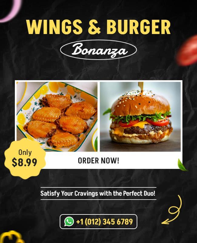 Wings and Burger Bonanza Promotion Flyer Template