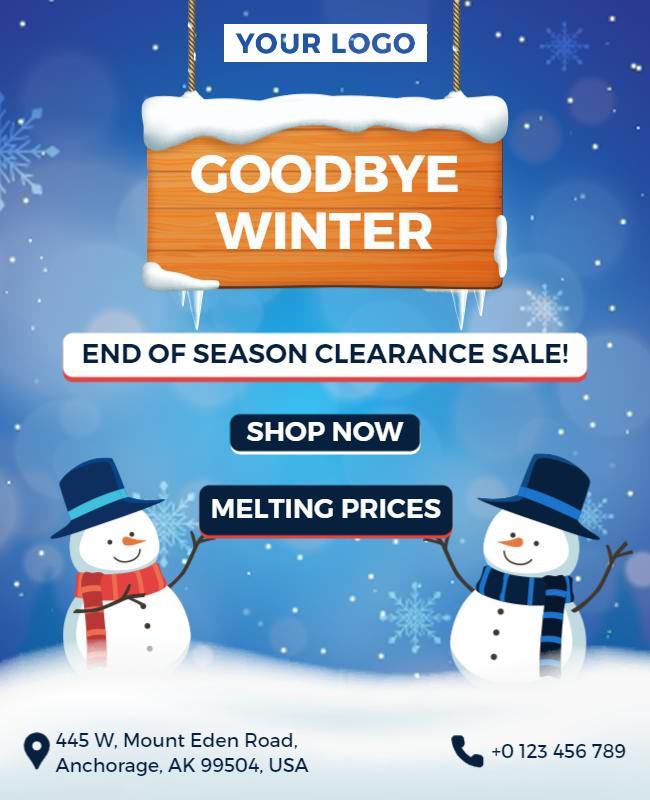 Winter Clearance Sale Snowman Theme Flyer Template