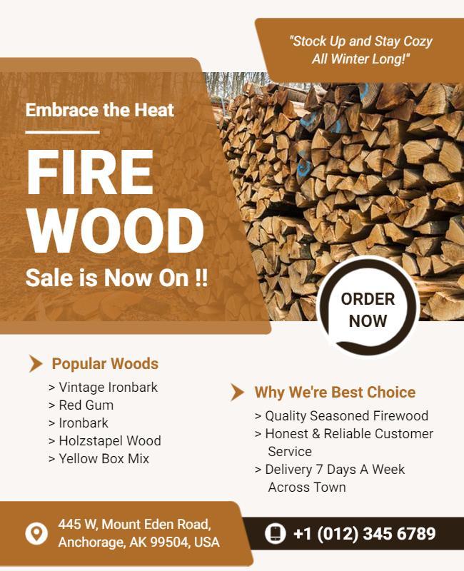 Winter Firewood Sale Promotional Flyer Template