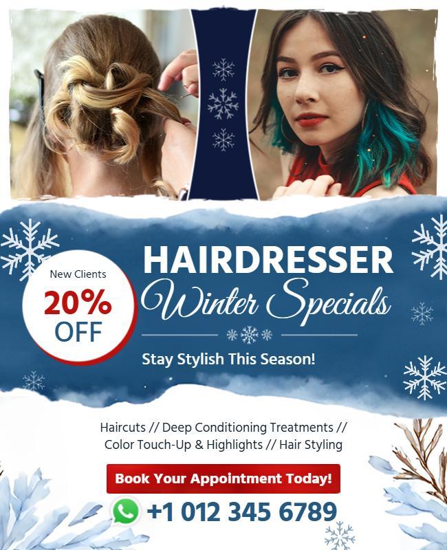 Winter Hairdresser Specials Promotion Flyer Template