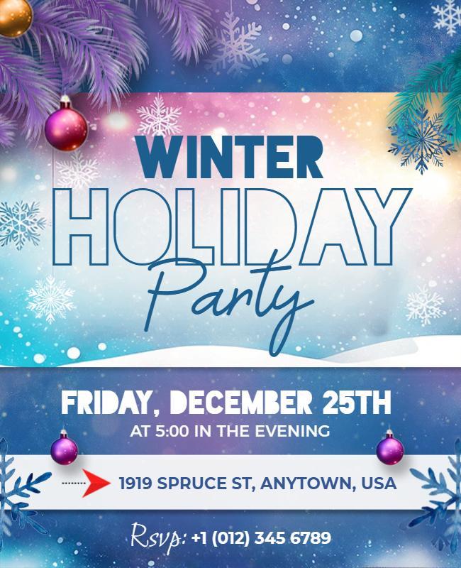 Winter Holiday Party Invitation Flyer Template