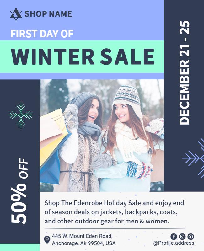 Winter Holiday Sale and Discounts Flyer Template