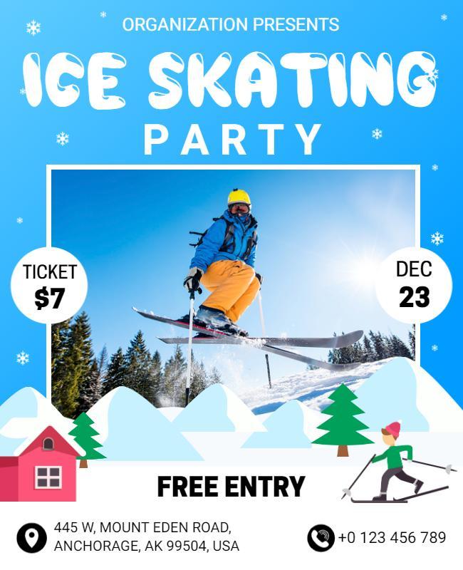 Winter Ice Skating Party Event Flyer Template