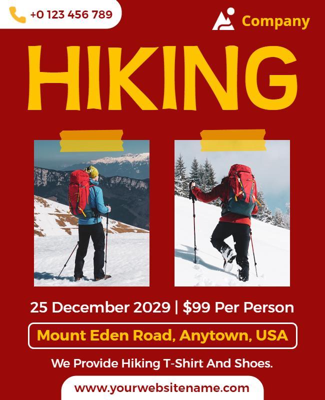 Winter Mountain Hiking Adventure Flyer Template