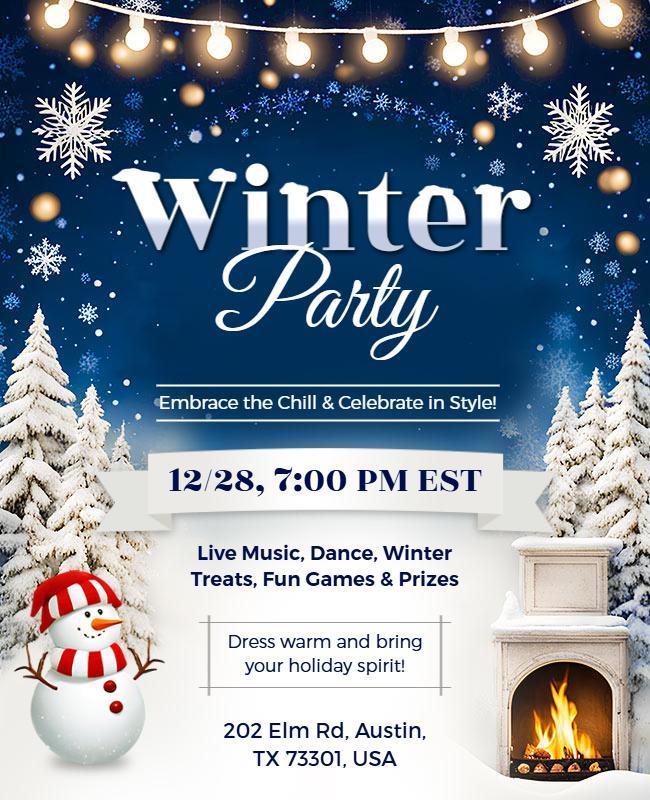 Winter Party Celebration Flyer Template