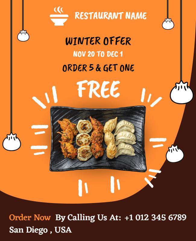 Winter Special Dumpling Offer Flyer Template