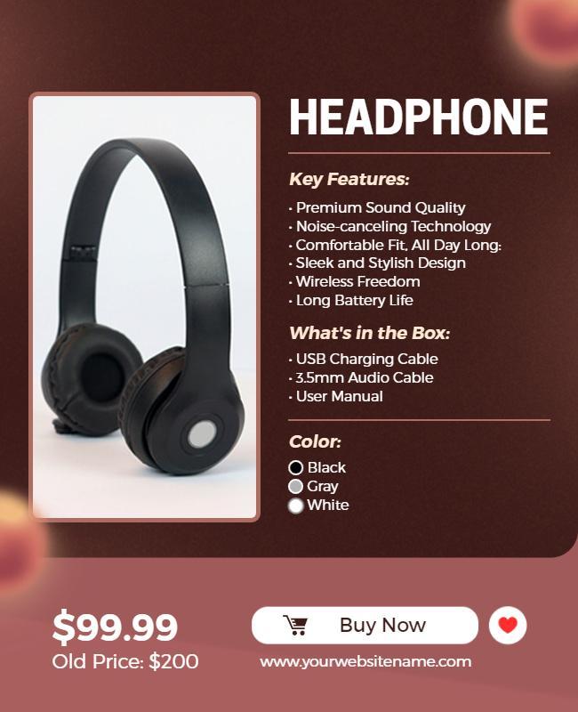 Wireless Headphone Discount Offer Flyer Template