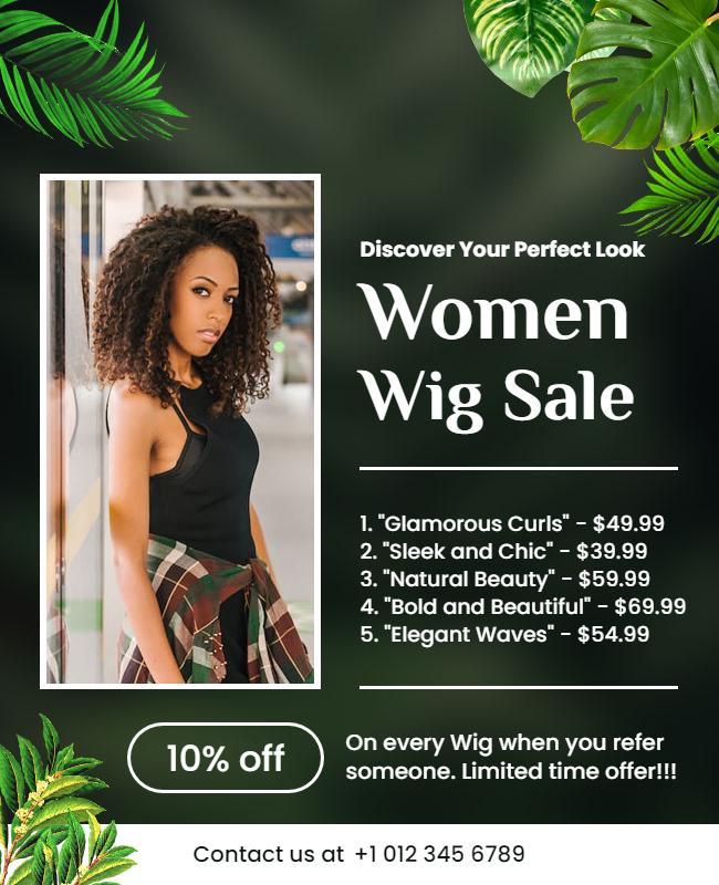 Women Wig Sale Promotional Flyer Template