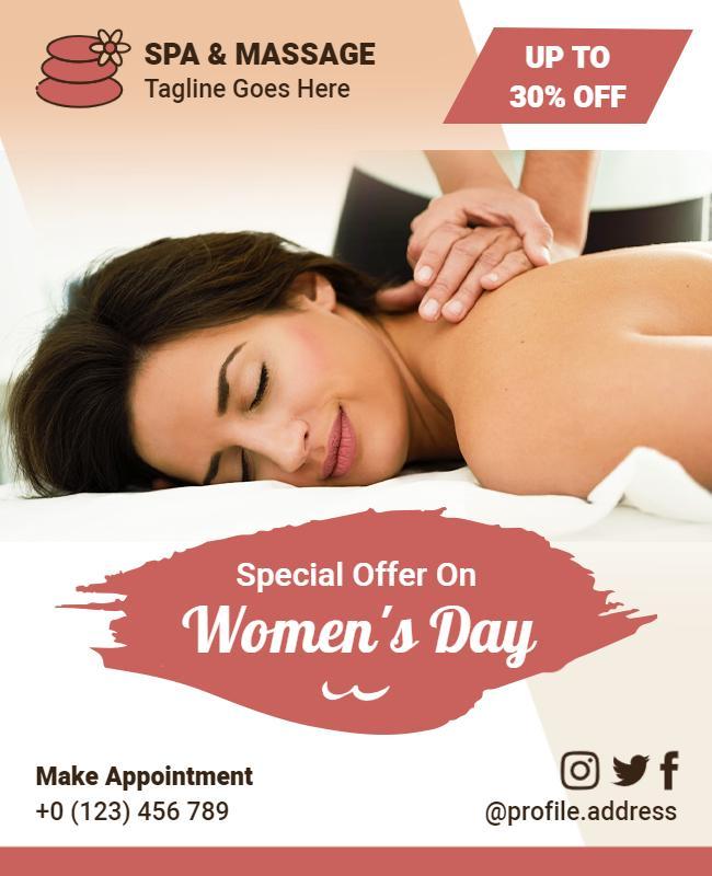 Womens Day Spa Massage Discount Flyer Template