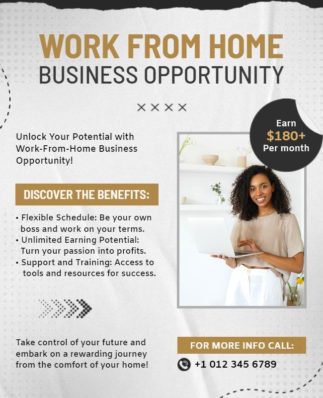 Work from Home Business Opportunity Flyer Template