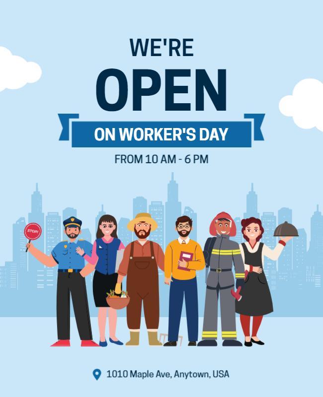 Workers Day Business Opening Hours Flyer Template