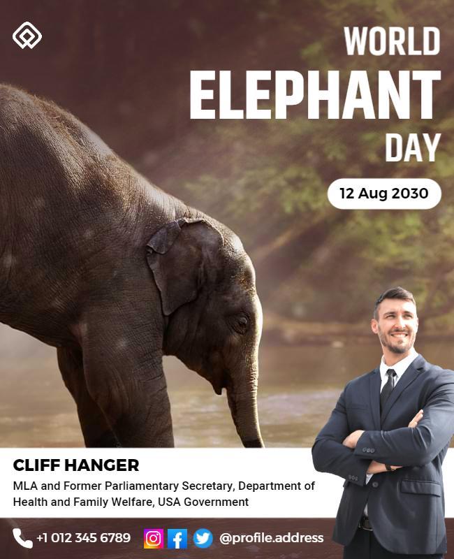 World Elephant Day Awareness Flyer Template