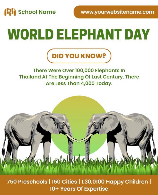 World Elephant Day Educational Flyer Template