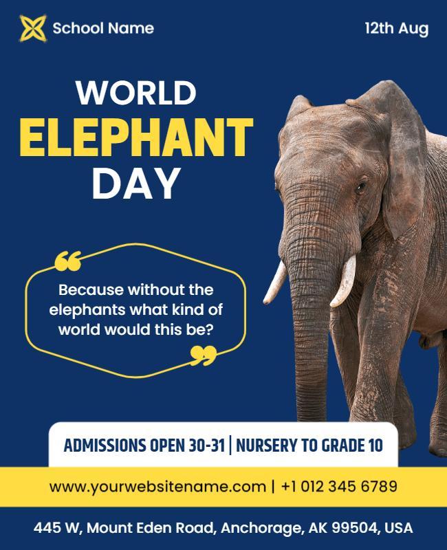 World Elephant Day Educational Flyer Template