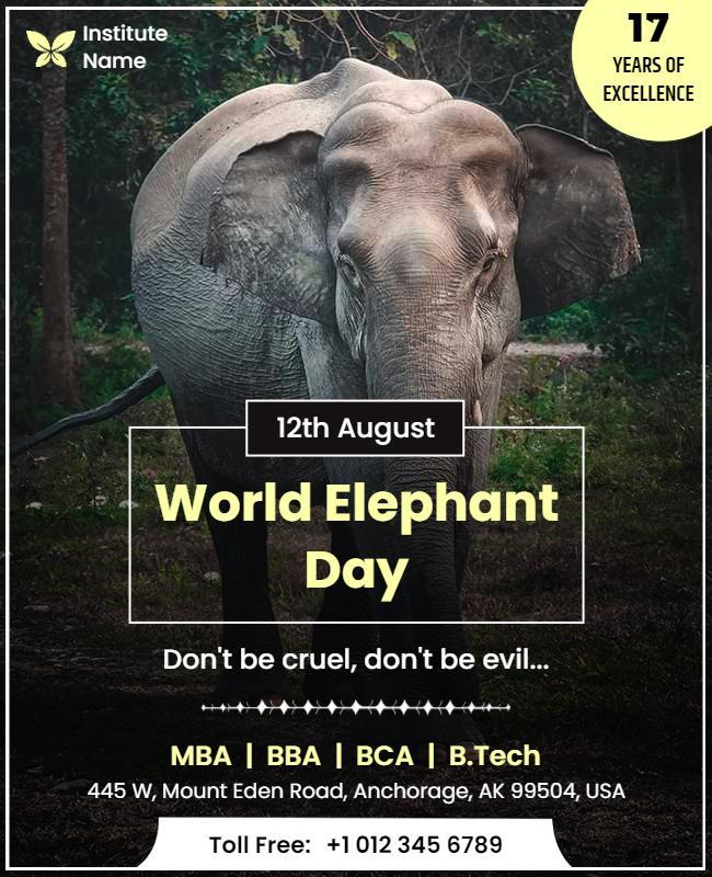 World Elephant Day Educational Flyer Template