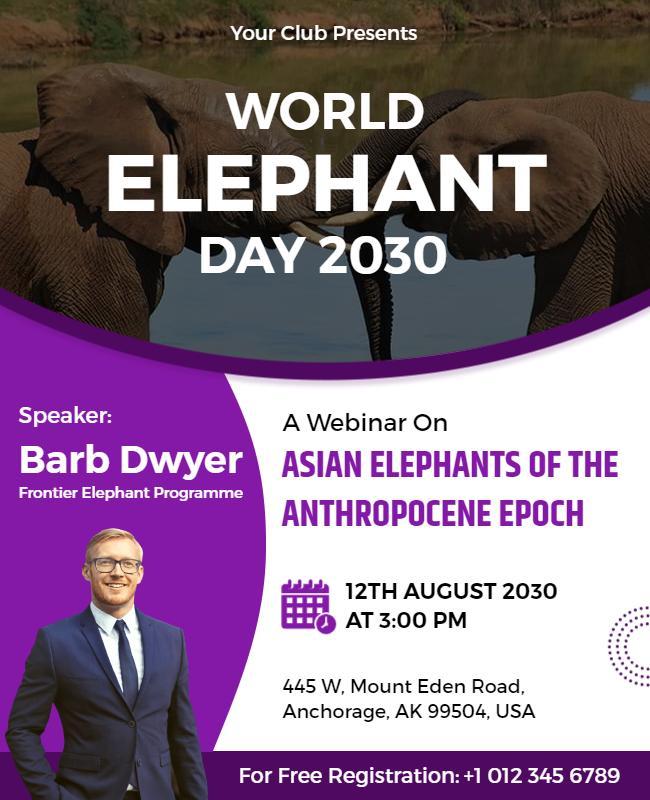 World Elephant Day Webinar Flyer Template