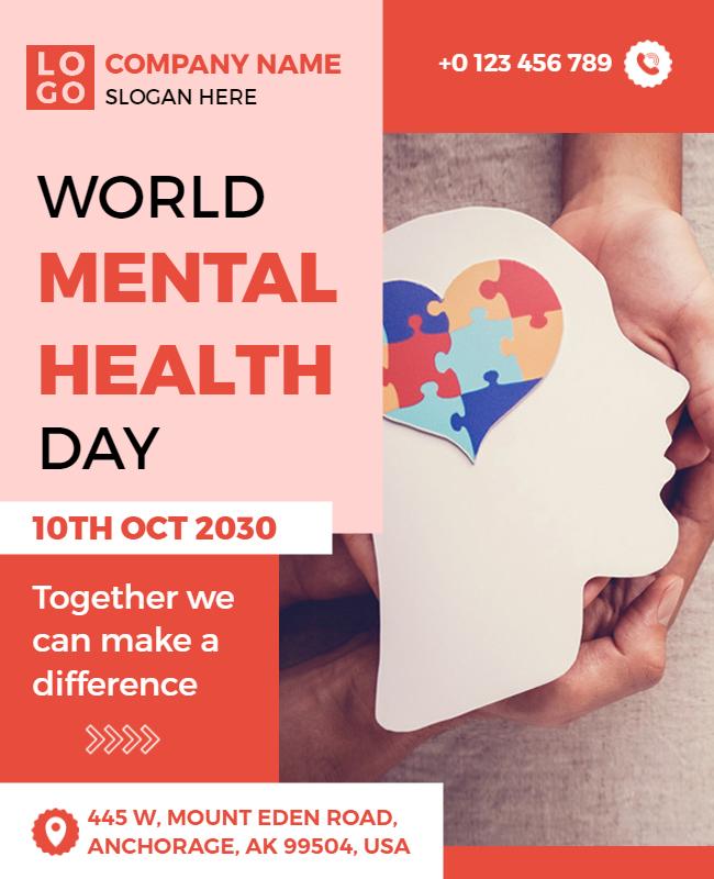 World Mental Health Day Awareness Flyer Template