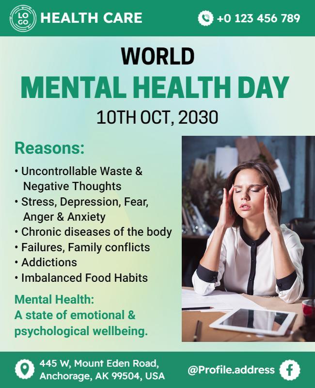 World Mental Health Day Awareness Flyer Template