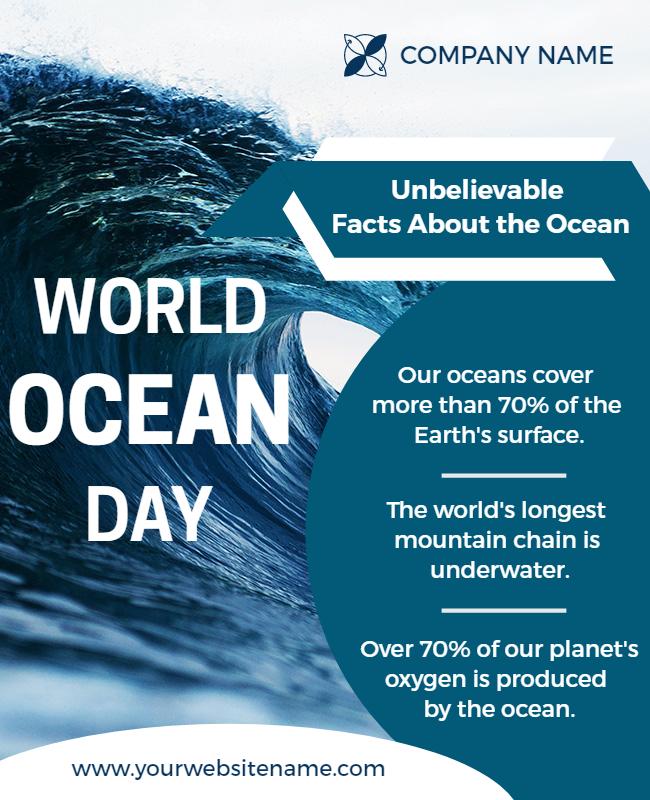 World Ocean Day Educational Facts Flyer Template