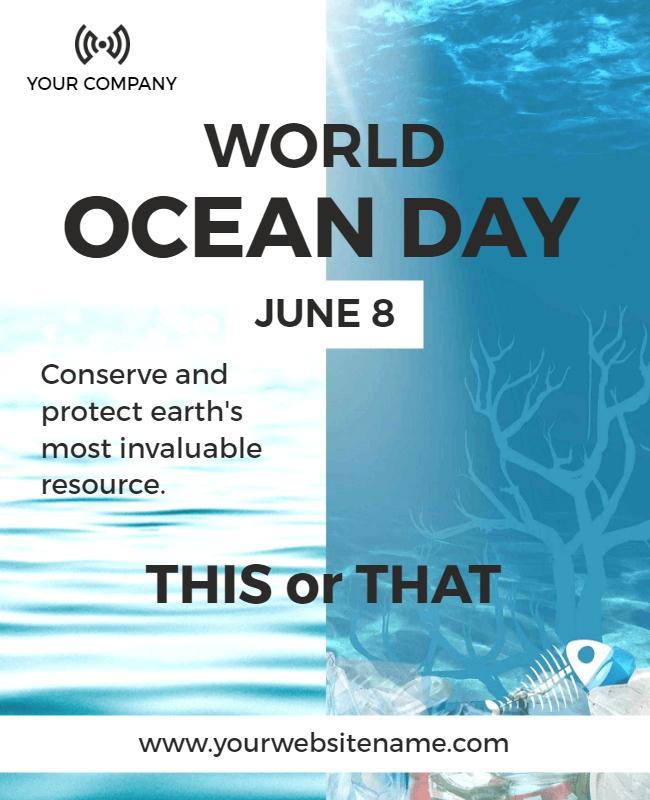 World Ocean Day Environmental Awareness Flyer Template