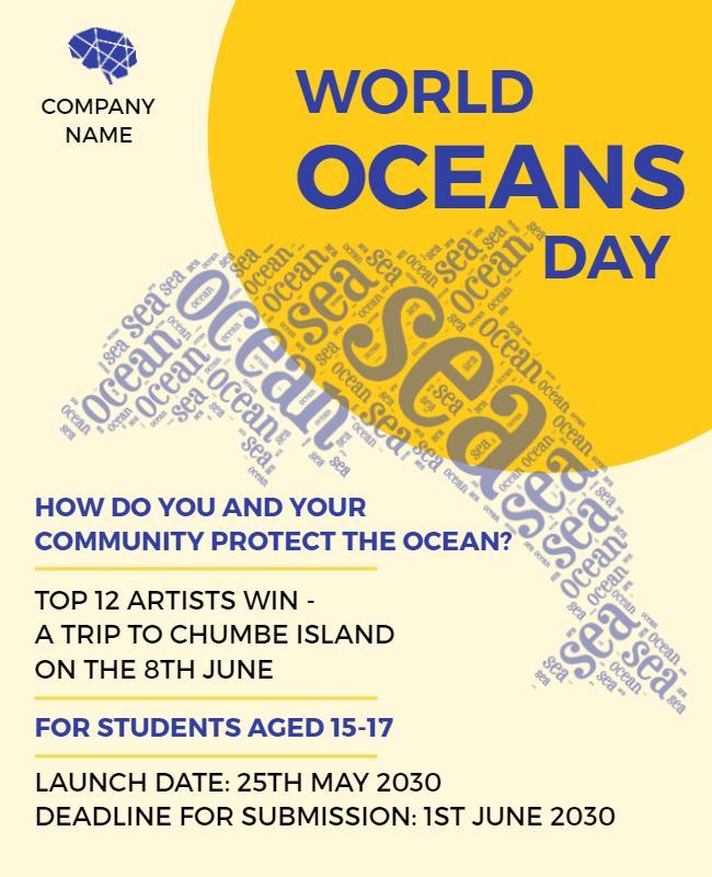 World Oceans Day Art Competition Flyer Template