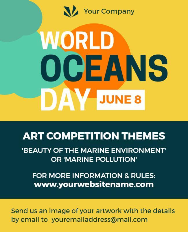 World Oceans Day Art Competition Flyer Template