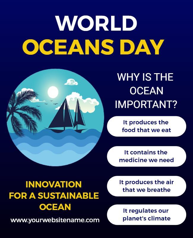 World Oceans Day Awareness Flyer Template