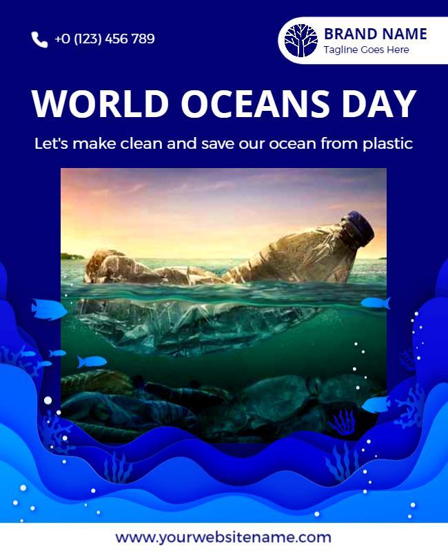 World Oceans Day Environmental Awareness Flyer Template