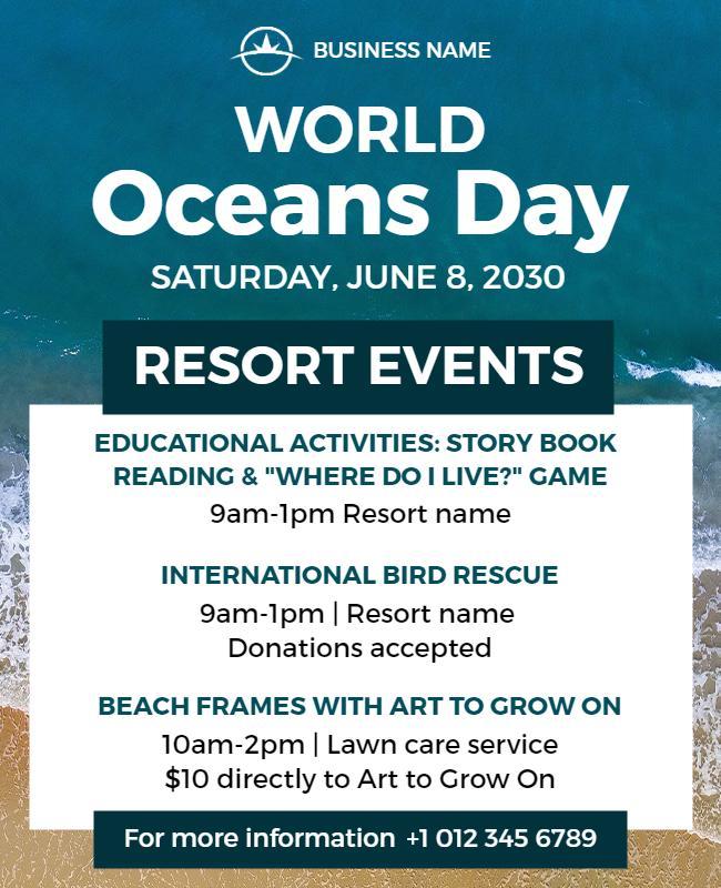 World Oceans Day Resort Events Flyer Template