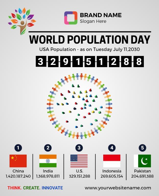 World Population Day Statistics Flyer Template