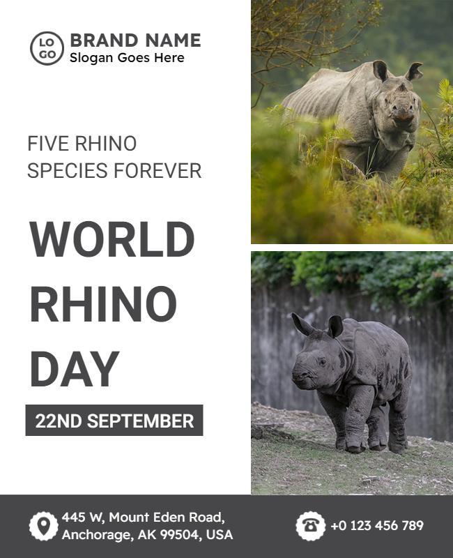 World Rhino Day Awareness Flyer Template