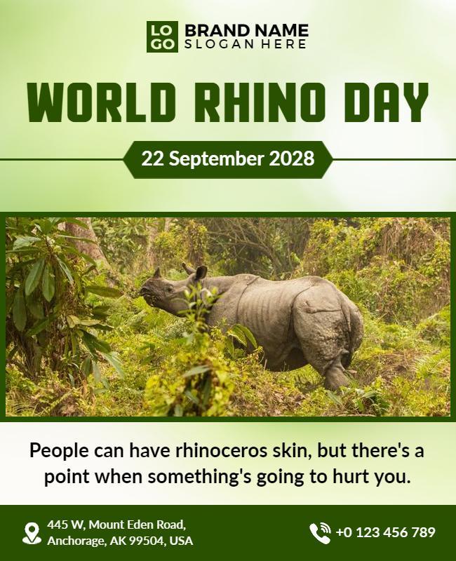 World Rhino Day Awareness Flyer Template