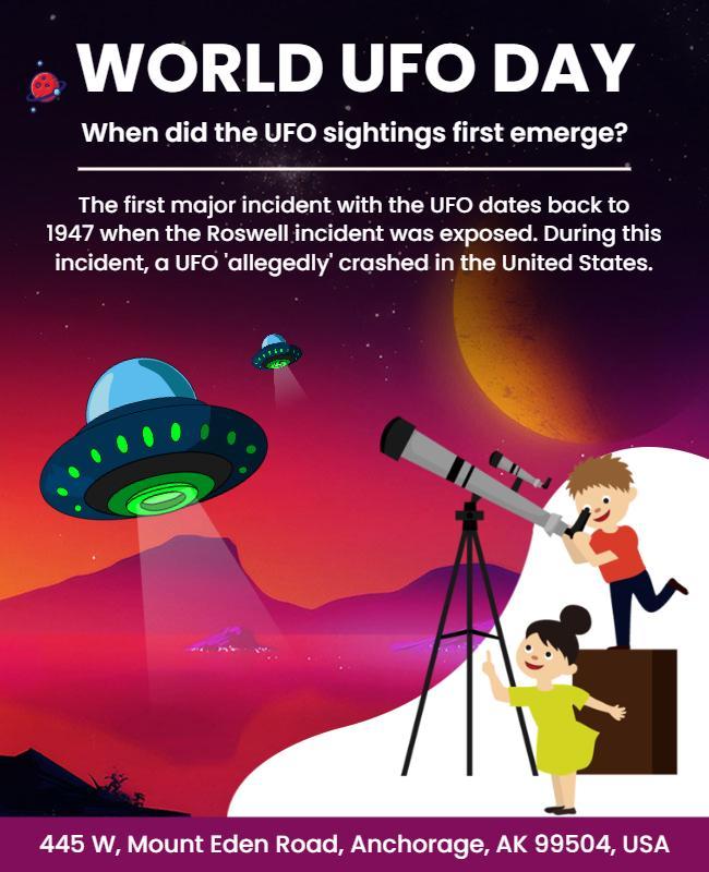 World Ufo Day Educational Event Flyer Template