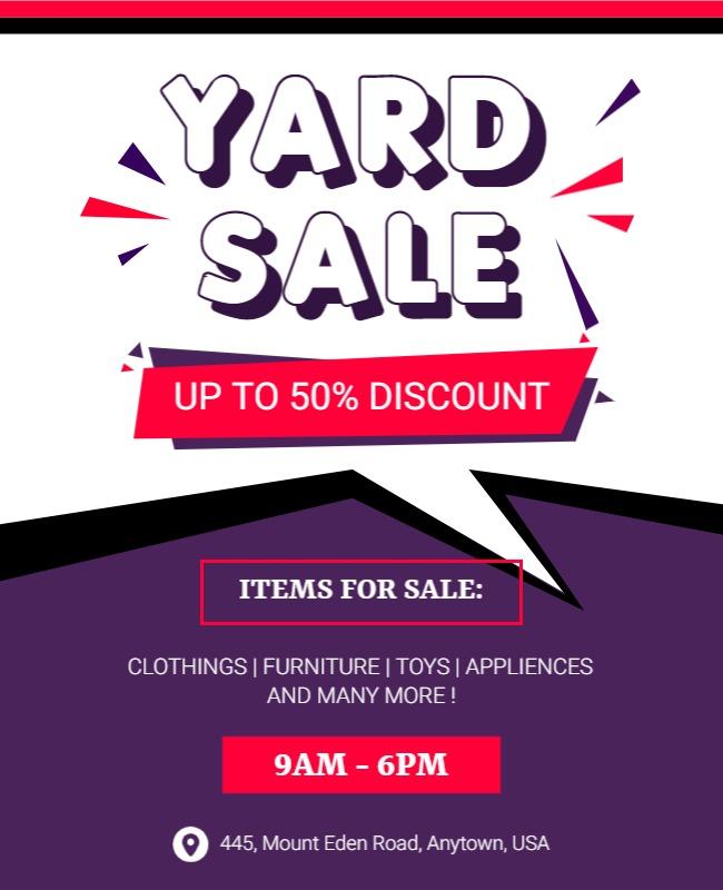 Yard Sale Event with Discounts Flyer Template