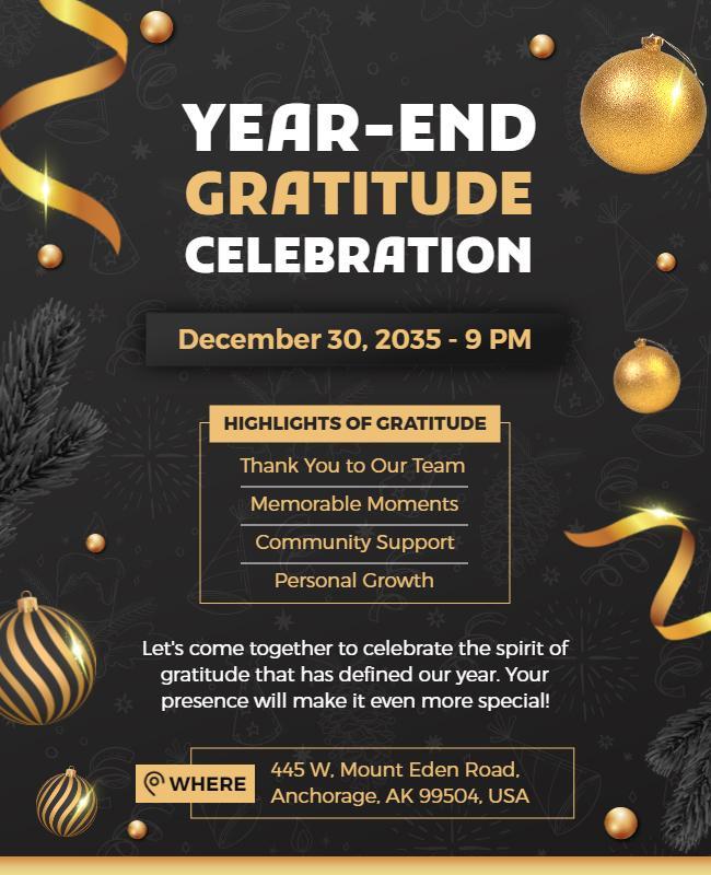 Year End Gratitude Celebration Event Flyer Template