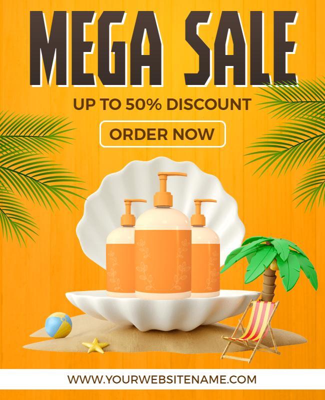 Yellow and Green Mega Sales Poster Template